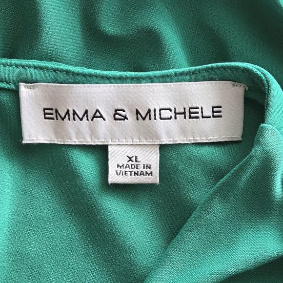 Emma & Michele Green Jersey Knit Faux Wrap Romper • Sleeveless • Fits 1X 14/16 - Picture 7 of 10